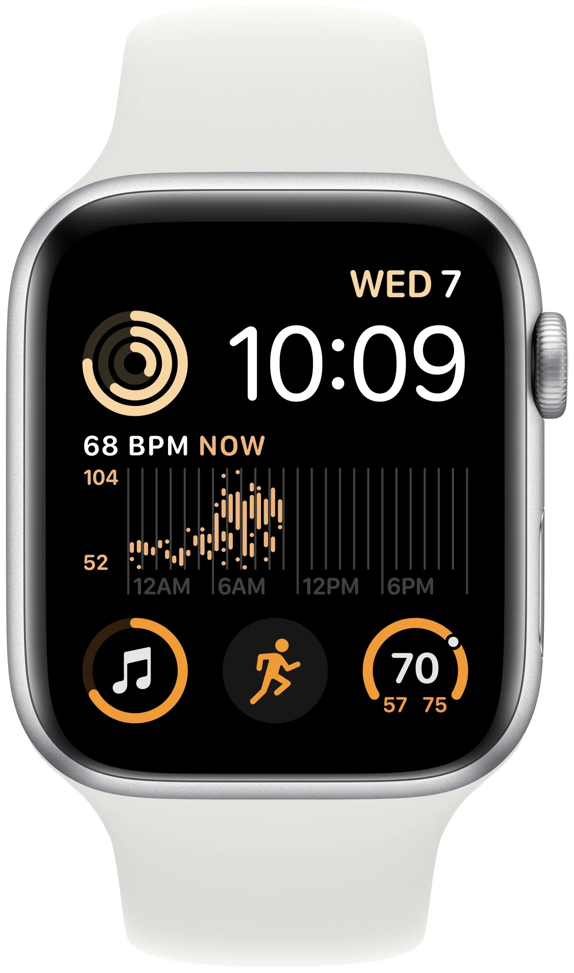 Смарт-часы Apple Watch SE (2022) 44mm Silver Aluminium Case with White Sport Band (EU) в Челябинске купить по недорогим ценам с доставкой