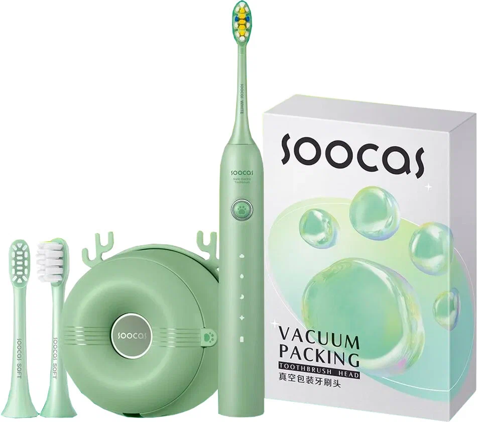 Электрическая зубная щетка Xiaomi Soocas D3 (Кейс для стерилизации) Зеленый в Челябинске купить по недорогим ценам с доставкой
