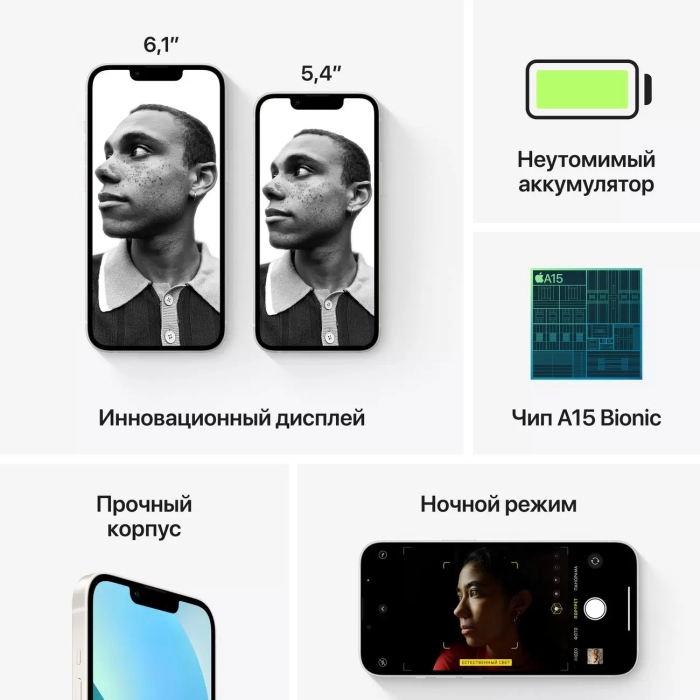Смартфон Apple iPhone 13 Mini 128 ГБ Белый (EU) в Челябинске купить по недорогим ценам с доставкой